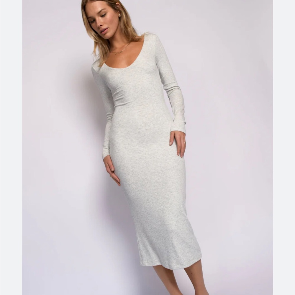 Skatie- Kelsey Long Sleeved Ribbed Heather Grey Dress